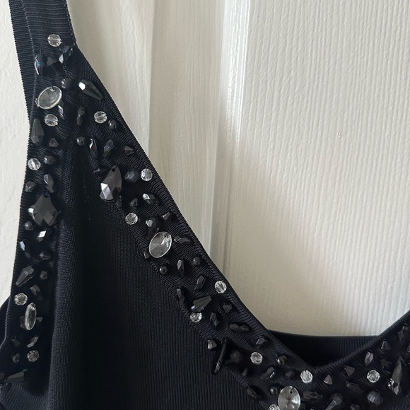 YUKA TANK S Black Jeweled V Neck Adj Straps NWOT - Picture 7 of 11